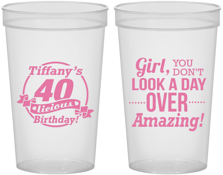 Custom Birthday 22 oz Translucent Cups - 40th | 20153
