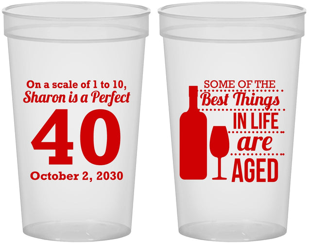 Custom Birthday 22 oz Translucent Cups - 40th Wine | 20155