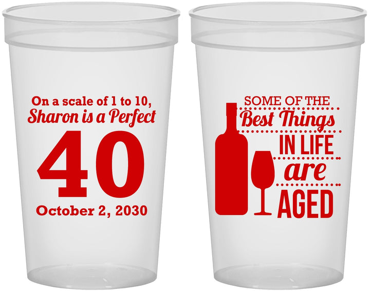 Custom Birthday 22 oz Translucent Cups - 40th Wine | 20155