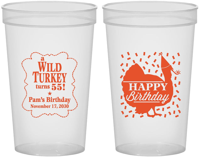 Custom Birthday 22 oz Translucent Cups - 55th Wild Turkey | 20159