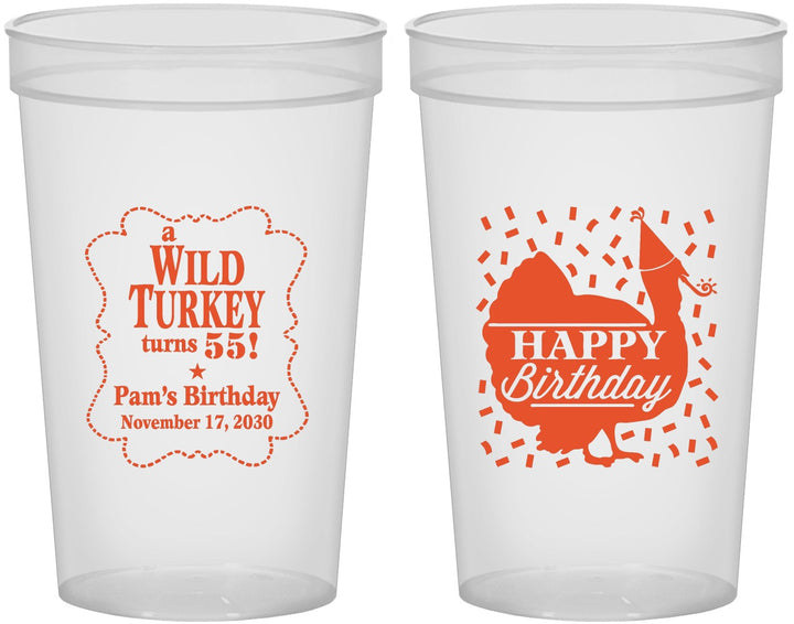 Custom Birthday 22 oz Translucent Cups - 55th Wild Turkey | 20159