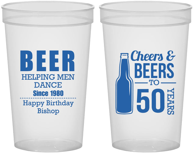 Custom Birthday 22 oz Translucent Cups - Cheers Beers To 50 Years | 20160