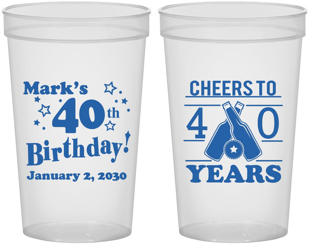 Custom Birthday 22 oz Translucent Cups - Cheers To 40 Years | 20162