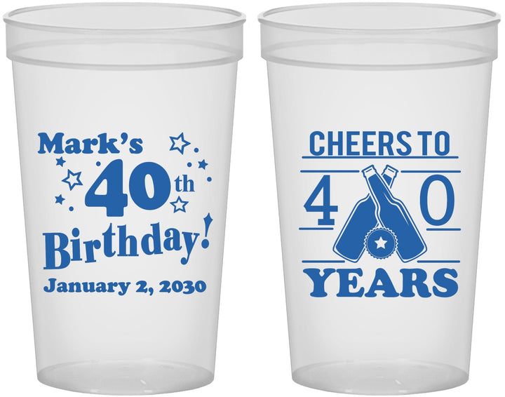 Custom Birthday 22 oz Translucent Cups - Cheers To 40 Years | 20162