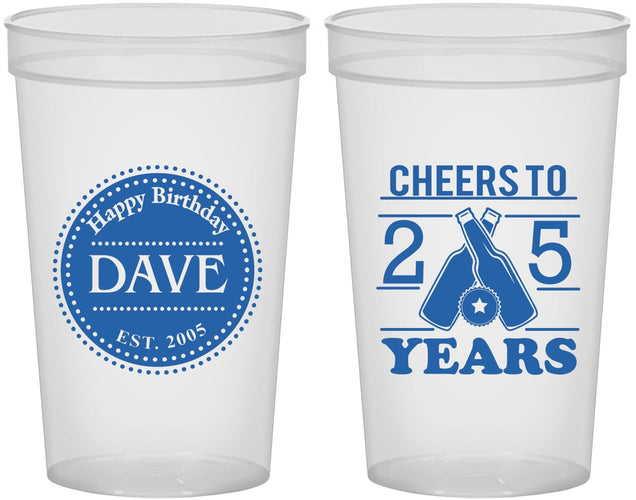 Custom Birthday 22 oz Translucent Cups - Cheers To 25 Years | 20164