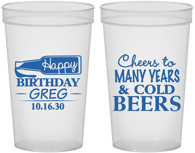 Custom Birthday 22 oz Translucent Cups - Cheers To Many Years | 20167