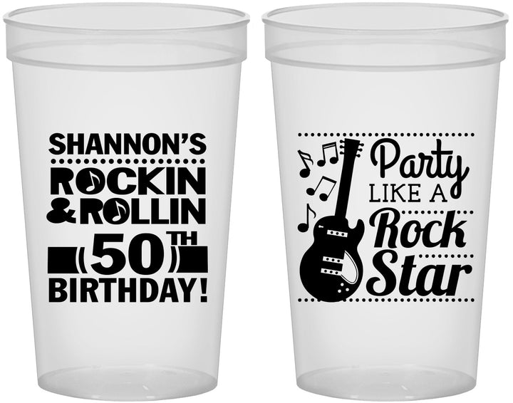 Custom Birthday 22 oz Translucent Cups - 50th Rock Star | 20173