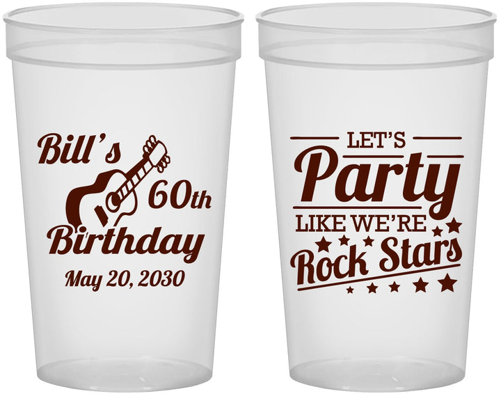 Custom Birthday 22 oz Translucent Cups - 60th Rock Star | 20174