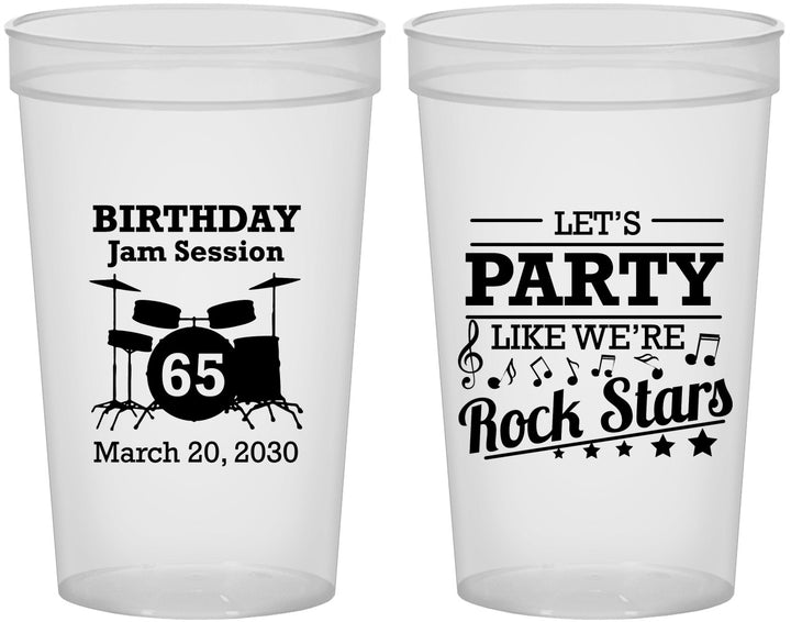 Custom Birthday 22 oz Translucent Cups - 65th Rock Star | 20175