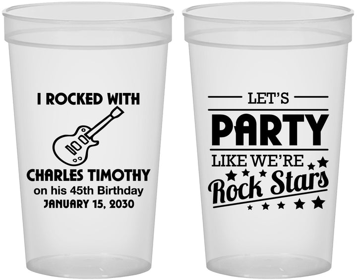 Custom Birthday 22 oz Translucent Cups - 45th Rock Star | 20176