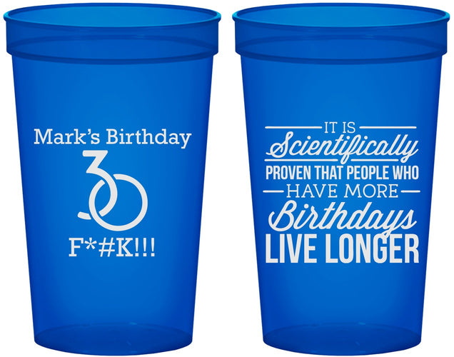 Custom Birthday 22 oz Translucent Cups - 30th | 20181