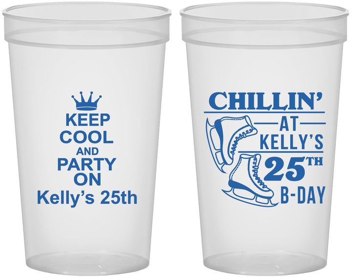 Custom Birthday 22 oz Translucent Cups - 25th Ice Scating | 20185