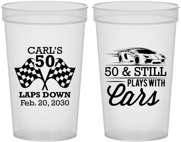 Custom Birthday 22 oz Translucent Cups - 50th Race Car | 20187