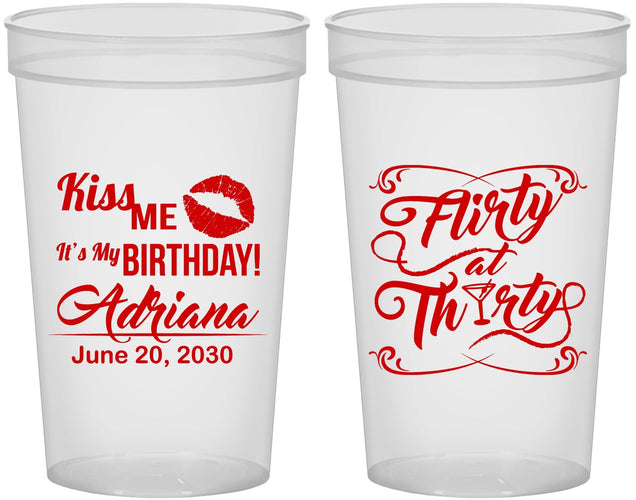 Custom Birthday 22 oz Translucent Cups - 30th Flirty At Thirty | 20190