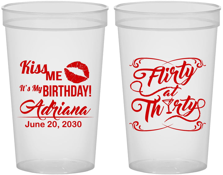 Custom Birthday 22 oz Translucent Cups - 30th Flirty At Thirty | 20190