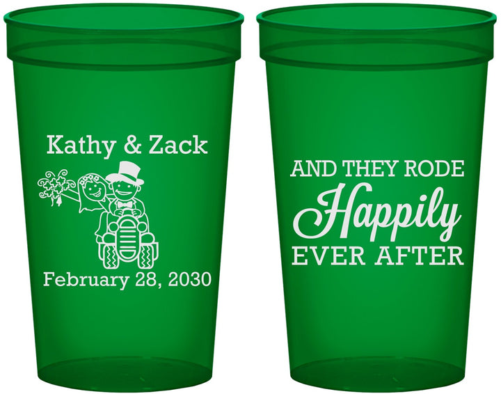 Custom Wedding 22 oz Translucent Cups - Happily Ever After Tractor | 202