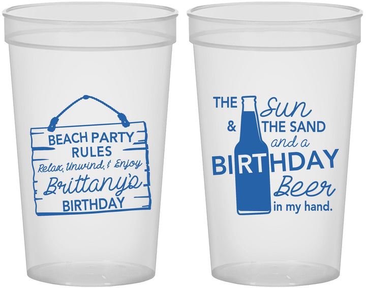Custom Birthday 22 oz Translucent Cups - Beach | 20200