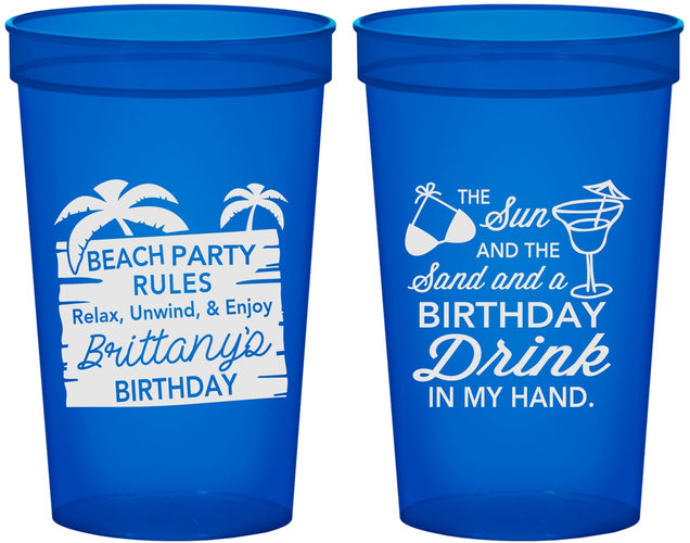 Custom Birthday 22 oz Translucent Cups - Beach | 20201