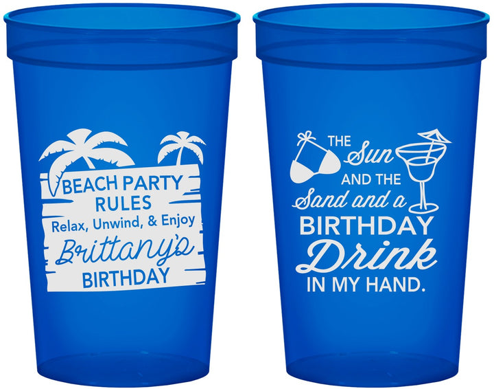 Custom Birthday 22 oz Translucent Cups - Beach | 20201