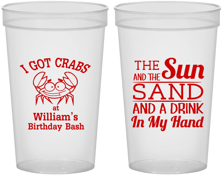 Custom Birthday 22 oz Translucent Cups - Sun Sand Drink Hand | 20205