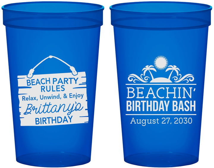 Custom Birthday 22 oz Translucent Cups - Beach | 20211