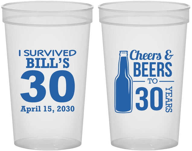 Custom Birthday 22 oz Translucent Cups - Cheers Beers To 30 Years | 20214