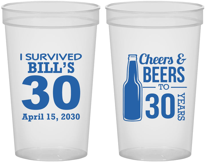 Custom Birthday 22 oz Translucent Cups - Cheers Beers To 30 Years | 20214