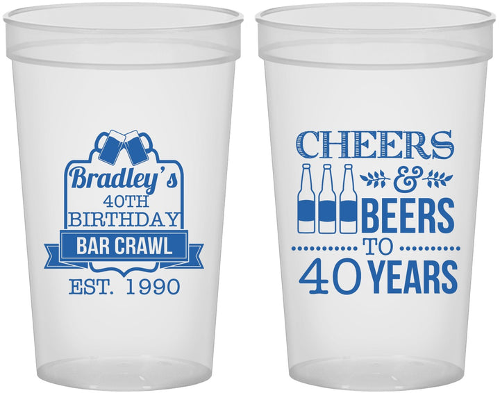 Custom Birthday 22 oz Translucent Cups - Cheers Beers To 40 Years | 20216