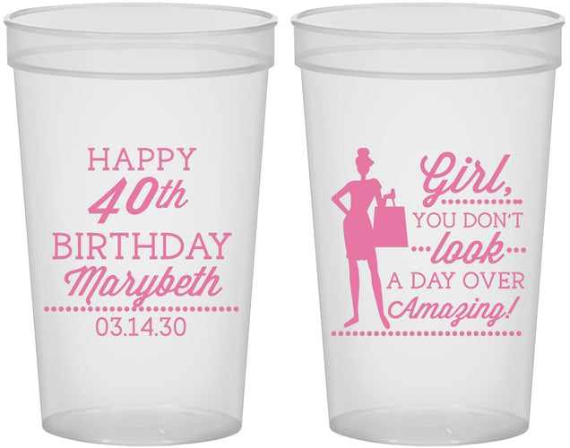 Custom Birthday 22 oz Translucent Cups - 40th | 20223