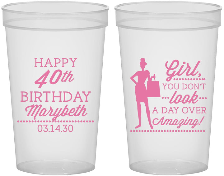 Custom Birthday 22 oz Translucent Cups - 40th | 20223