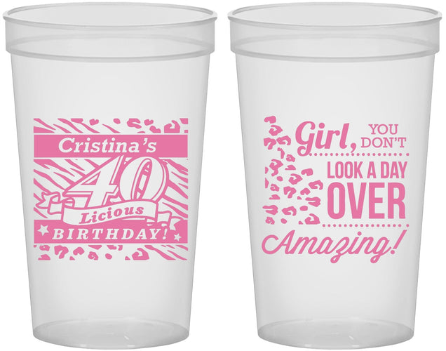 Custom Birthday 22 oz Translucent Cups - 40th | 20224