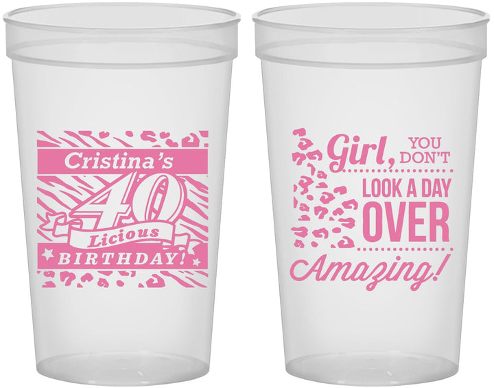 Custom Birthday 22 oz Translucent Cups - 40th | 20224