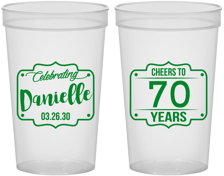 Custom Birthday 22 oz Translucent Cups - Cheers To 70 Years | 20227