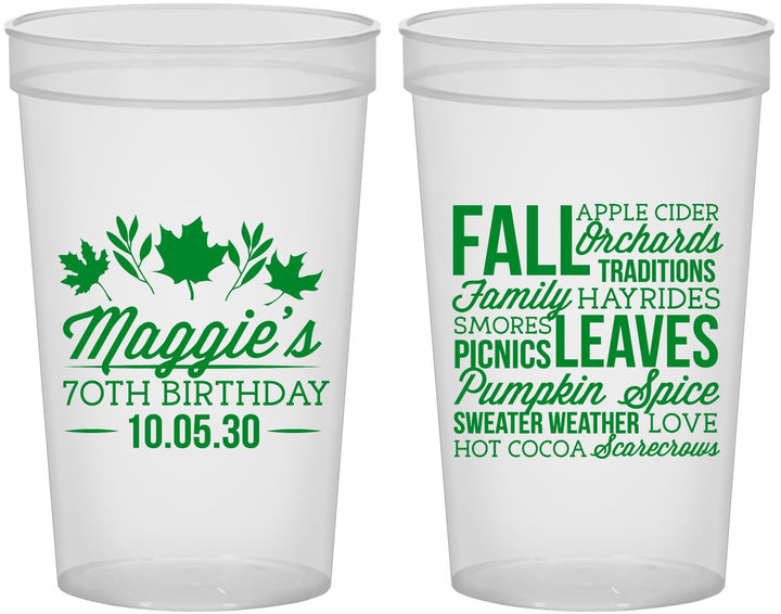 Custom Birthday 22 oz Translucent Cups - 70th Fall | 20228
