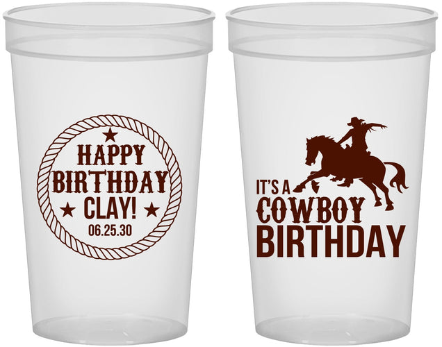 Custom Birthday 22 oz Translucent Cups - Cowboy | 20229