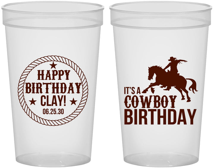 Custom Birthday 22 oz Translucent Cups - Cowboy | 20229
