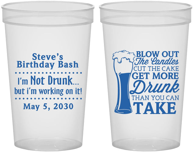 Custom Birthday 22 oz Translucent Cups - Beer Drunk | 20230