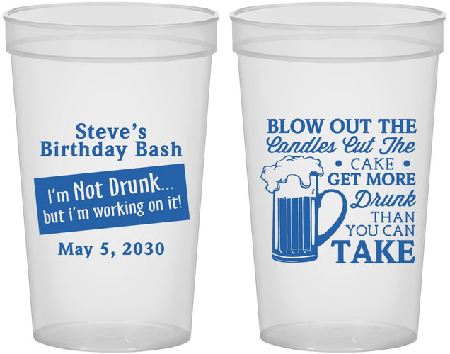 Custom Birthday 22 oz Translucent Cups - Beer Drunk | 20232