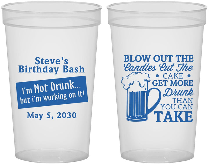 Custom Birthday 22 oz Translucent Cups - Beer Drunk | 20232