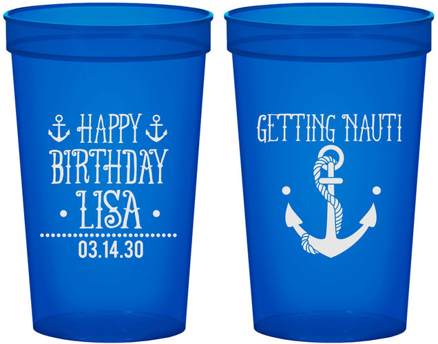 Custom Birthday 22 oz Translucent Cups - Getting Nauti | 20239