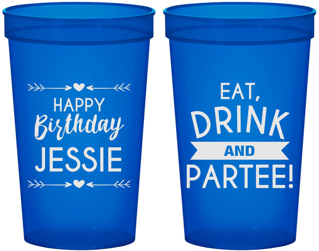 Custom Birthday 22 oz Translucent Cups - Eat Drink Partee | 20241