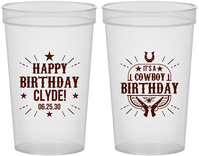 Custom Birthday 22 oz Translucent Cups - Cowboy | 20244