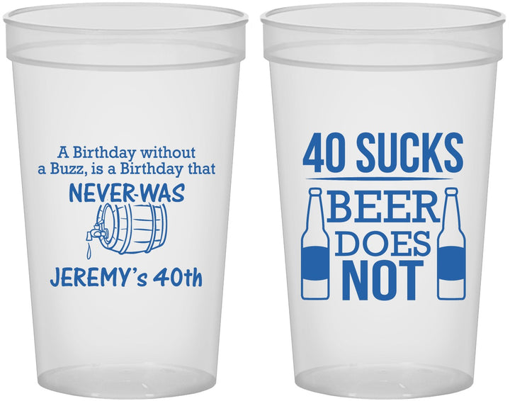 Custom Birthday 22 oz Translucent Cups - 40th | 20247