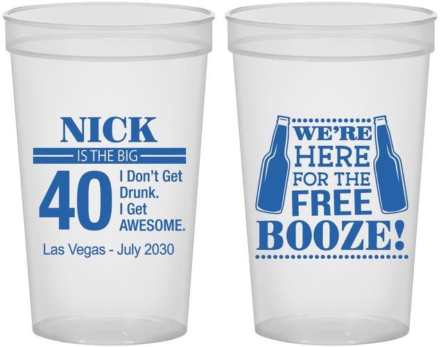 Custom Birthday 22 oz Translucent Cups - 40th | 20249