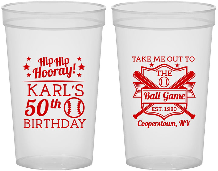 Custom Birthday 22 oz Translucent Cups - 50th Baseball | 20252