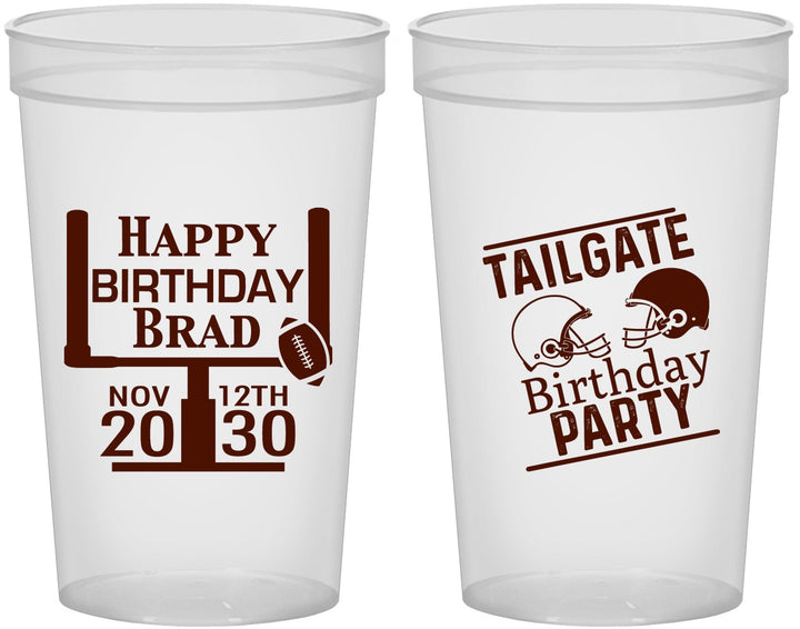 Custom Birthday 22 oz Translucent Cups - Football | 20256