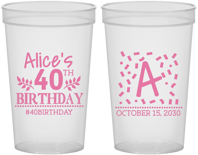 Custom Birthday 22 oz Translucent Cups - 40th | 20258