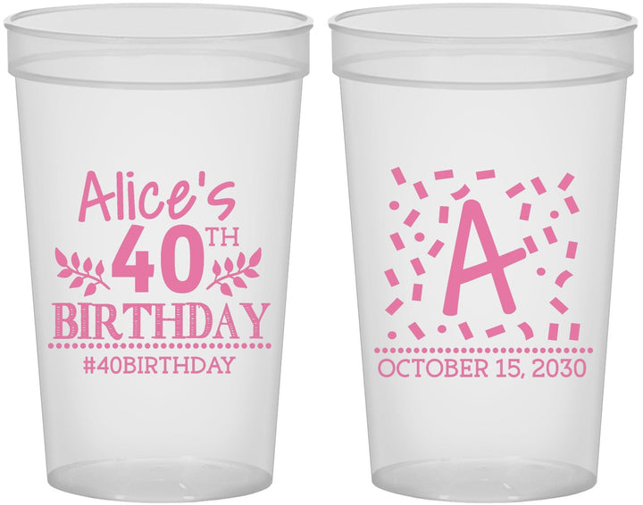 Custom Birthday 22 oz Translucent Cups - 40th | 20258