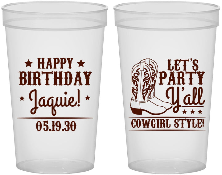 Custom Birthday 22 oz Translucent Cups - Cowgirl | 20260