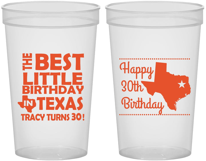 Custom Birthday 22 oz Translucent Cups - 30th Texas | 20265